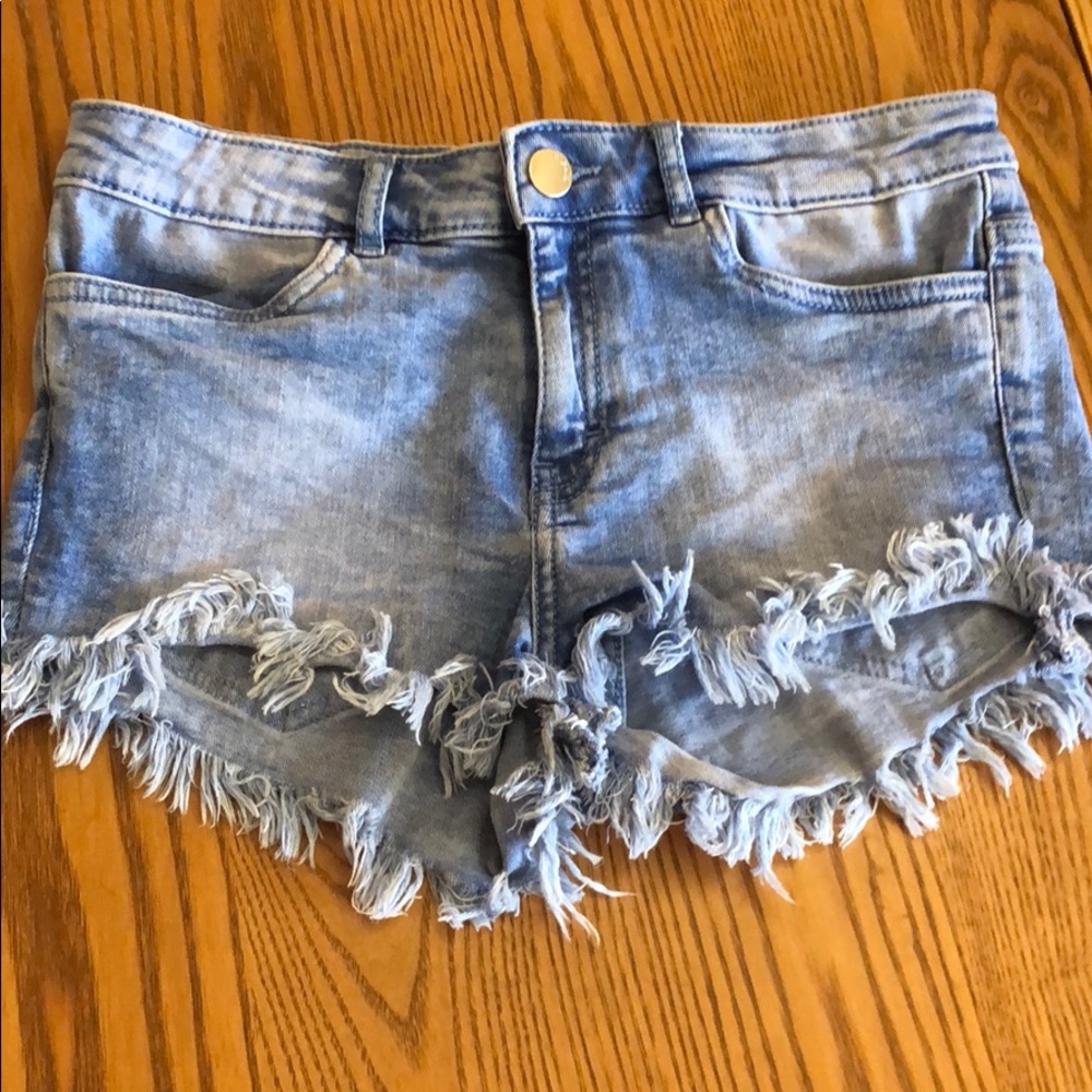 Distressed cut off jean shorts